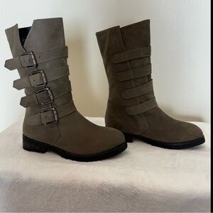KG Kurt Geiger Gray Leather Boots with Buckles Size 8